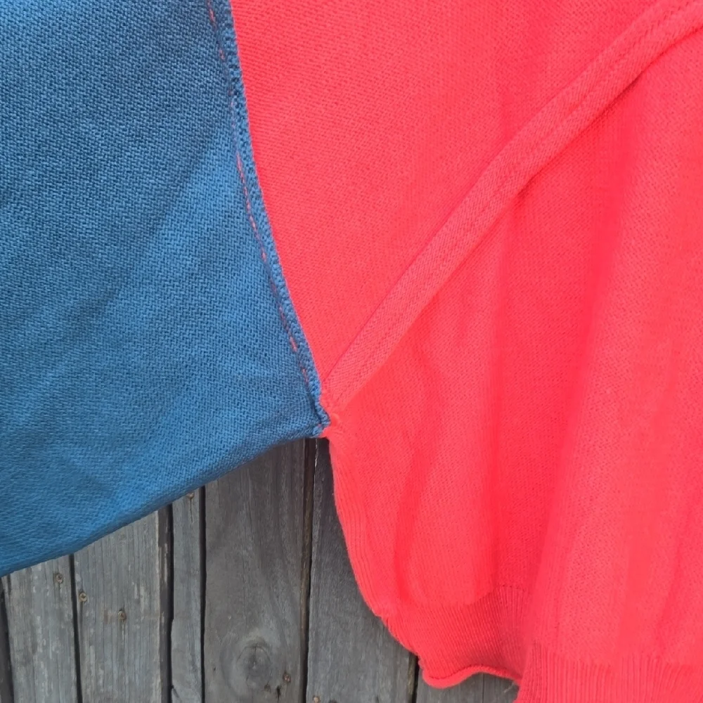 POL Red and Pink Colorblock Sweater